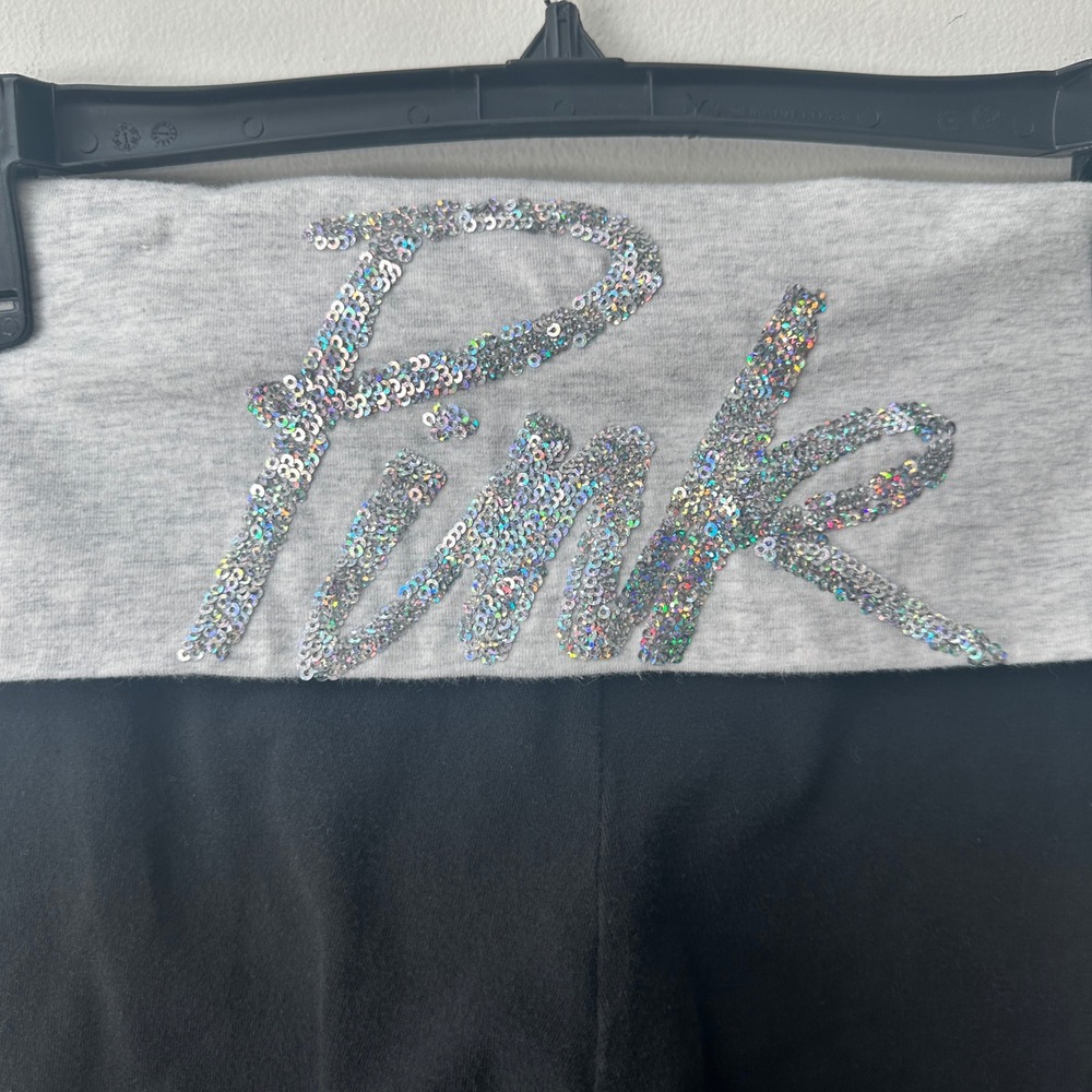 PINK Victorias Secret Y2K Foldover Size Small Skinny Yoga Leggings Bling - Picture 5 of 10